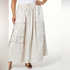C Wonder by Christian Siriano Runway Sateen Maxi Cargo Skirt Large